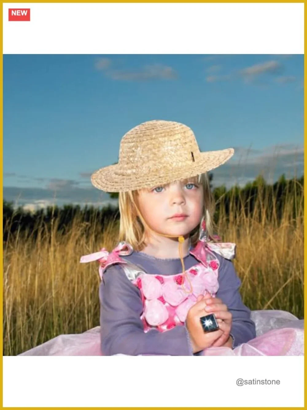 Kids Straw Sun Hat with Adjustable Fit, UPF 15, Lightweight Woven